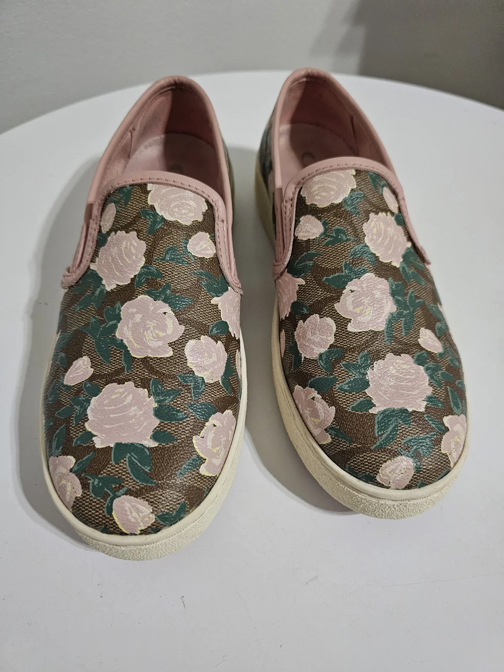 Coach Floral Signature Slip On Sneakers Pink Rose Print Size 6.5